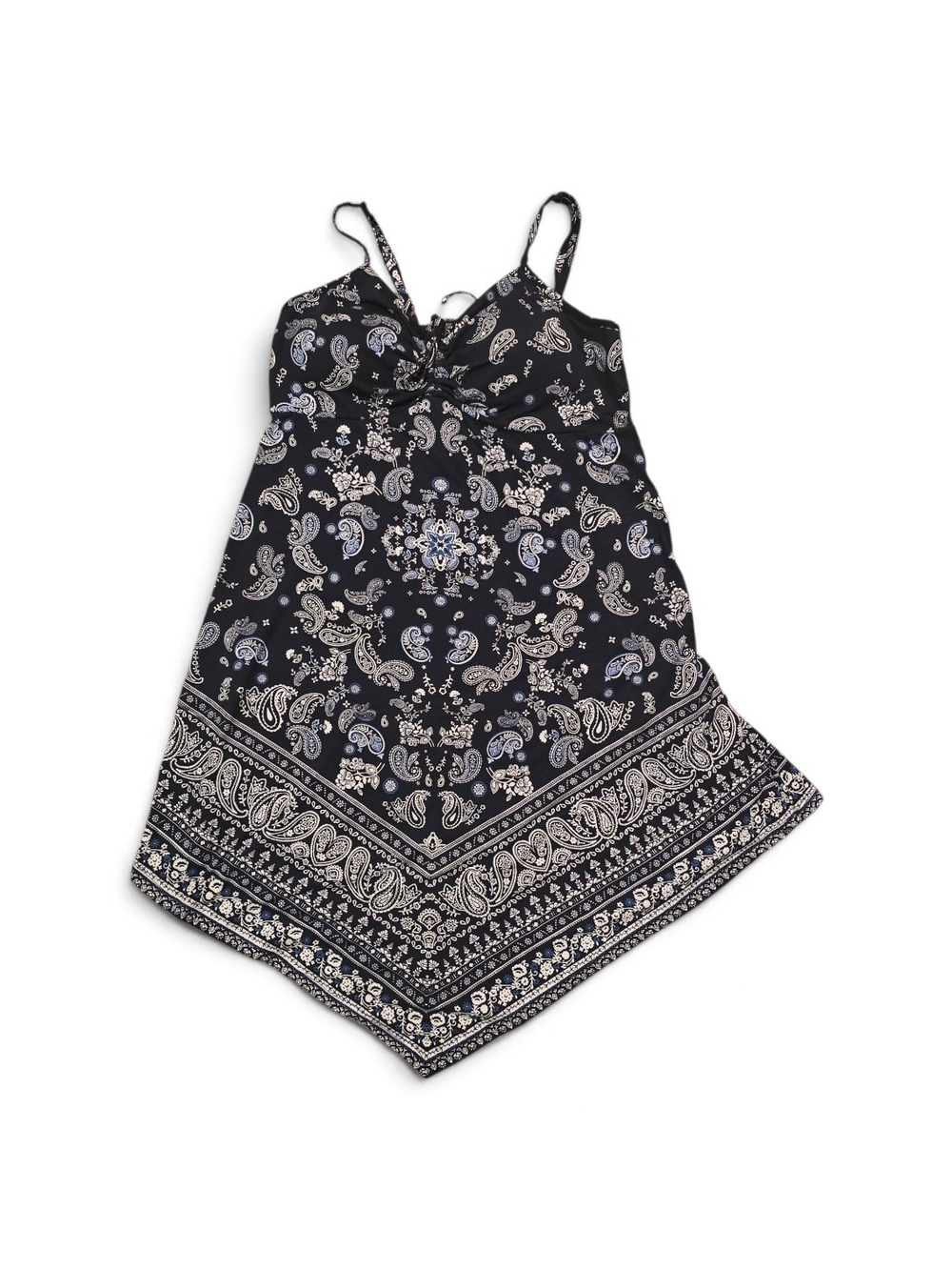 No Boundaries Black Paisley Handkerchief Hem Dress